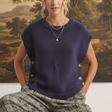 Crew Neck Sweater Vest Navy