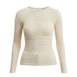 Ivory floral lace knit top by Forte, featuring delicate lace details and a soft, comfortable fabric perfect for casual wear.
