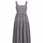 Floral print square neck midi dress from Doe and Rae featuring a flowing rayon and nylon fabric.