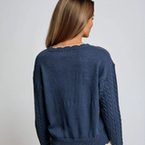 Floral Embroidered Cable Knit Sweater