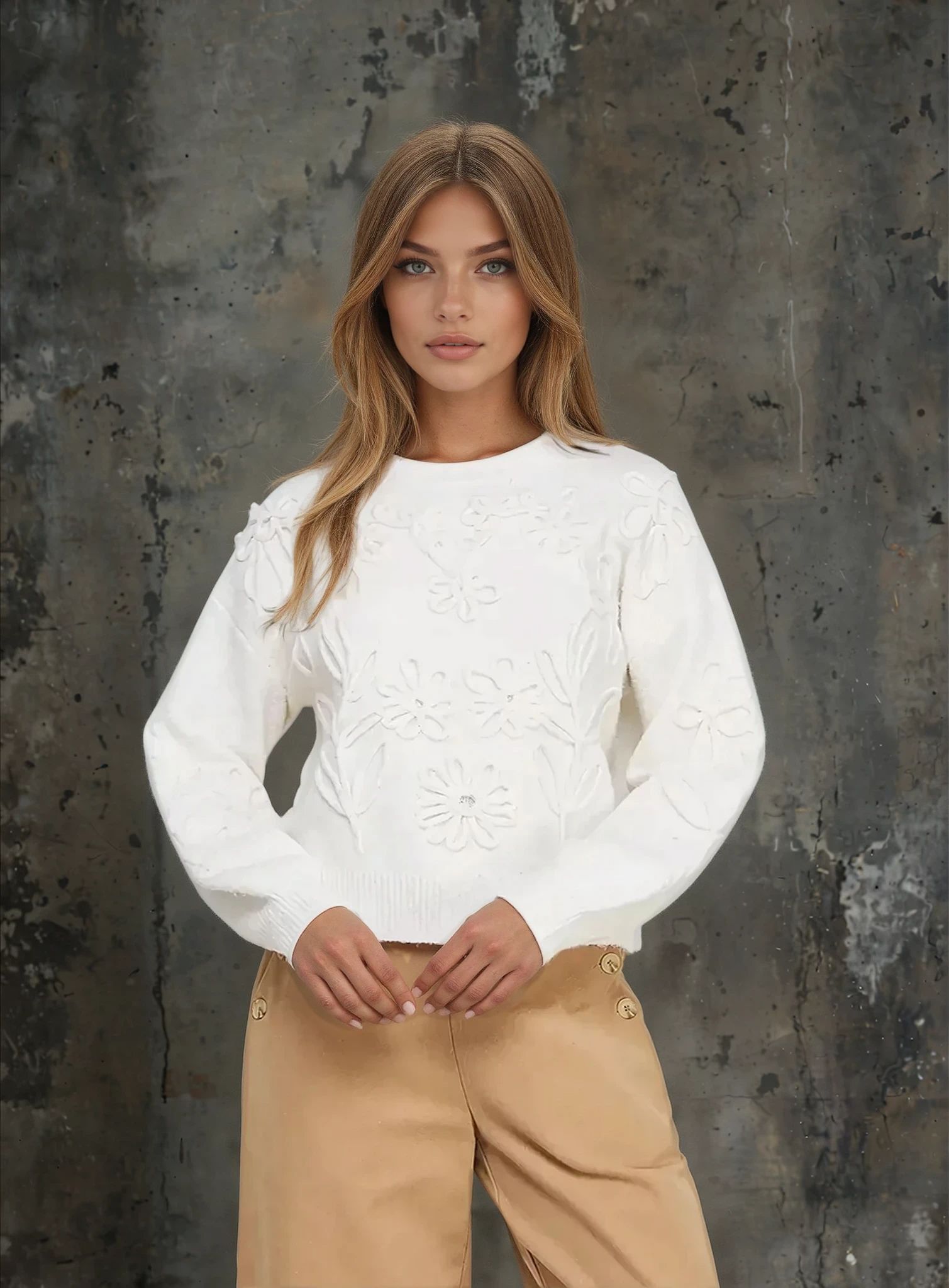 Floral Embroidery Sweater