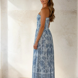 Floral Smocked Strapless Midi Dress