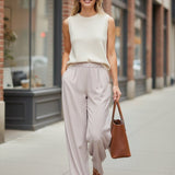 Be Cool grey flowy Tencel wide-leg pants, stylish bottoms with a relaxed fit and soft fabric, perfect for casual wear.