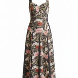 Light blue floral panel midi dress by Forte featuring cotton fabric, pleated design, and a flowy, elegant silhouette.