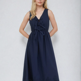 Front Bow Tie Midi Dress