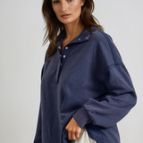 Funnel Neck Half Button Sweatshirt
