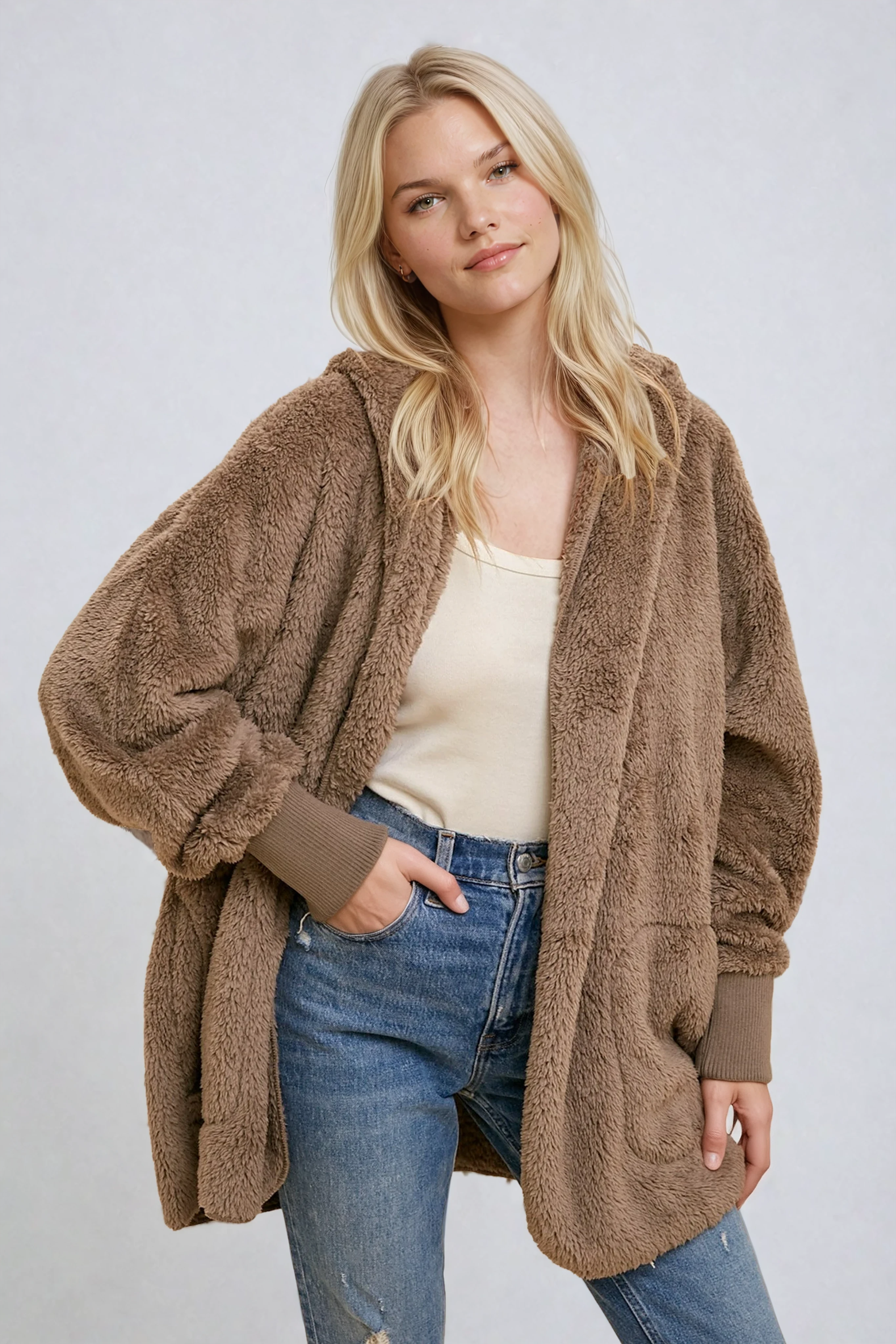 Fur Open Jacket Ash