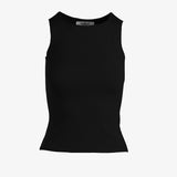 graced Agnes Knit Tank in black, made from EcoViscose blend with traveling rib trim detail.