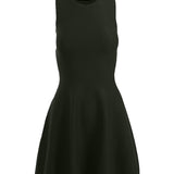 graced Anna Flare Dress in black EcoViscose knit with a sleeveless U-neckline and a flared tennis-style skirt.