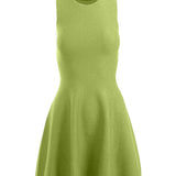graced Anna Flare Dress in lime green EcoViscose with a sleeveless U-neckline and a tennis-inspired flared skirt.