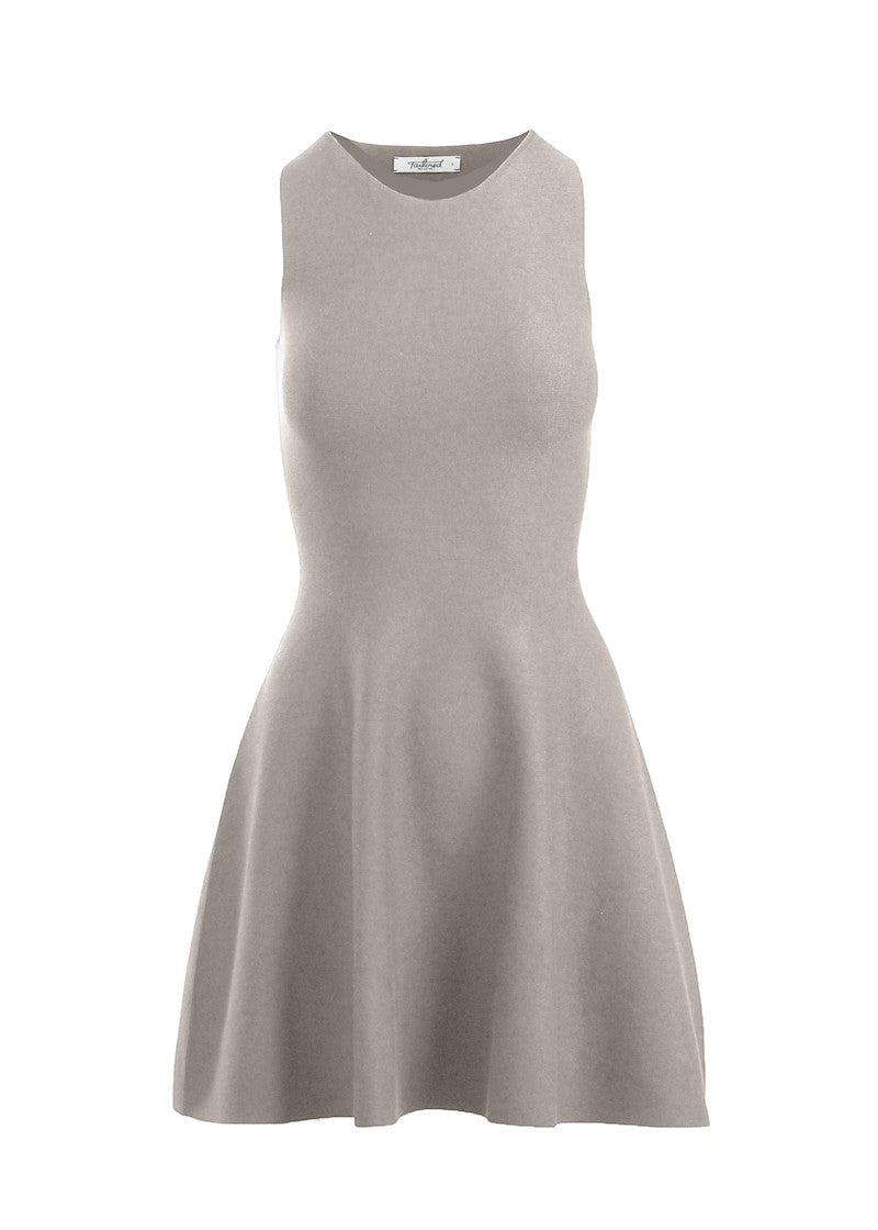 graced Anna Flare Dress in snowy EcoViscose featuring a sleeveless U-neckline and a tennis-inspired flared skirt.
