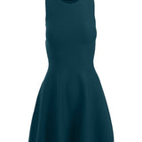 graced Anna Flare Dress in dark teal EcoViscose with a sleeveless U-neckline and a tennis-inspired flared skirt.
