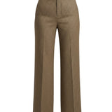graced brown houndstooth knit straight leg trousers with a polished tailored silhouette