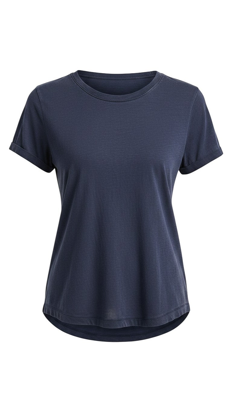Navy Be Cool Cotton Slub Tee, a casual men's top made from soft textured cotton fabric, shown on a plain background.
