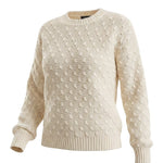 graced cream two tone textured weave sweater with a relaxed fit and ribbed cuffs