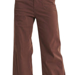 graced The Darcy wide-leg pants in cocoa brown with front pocket detailing and a button-fly closure