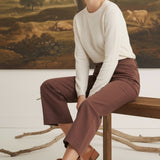 graced The Darcy wide-leg pants in cocoa brown with pocket detail, styled with a cream sweater and tan ankle boots