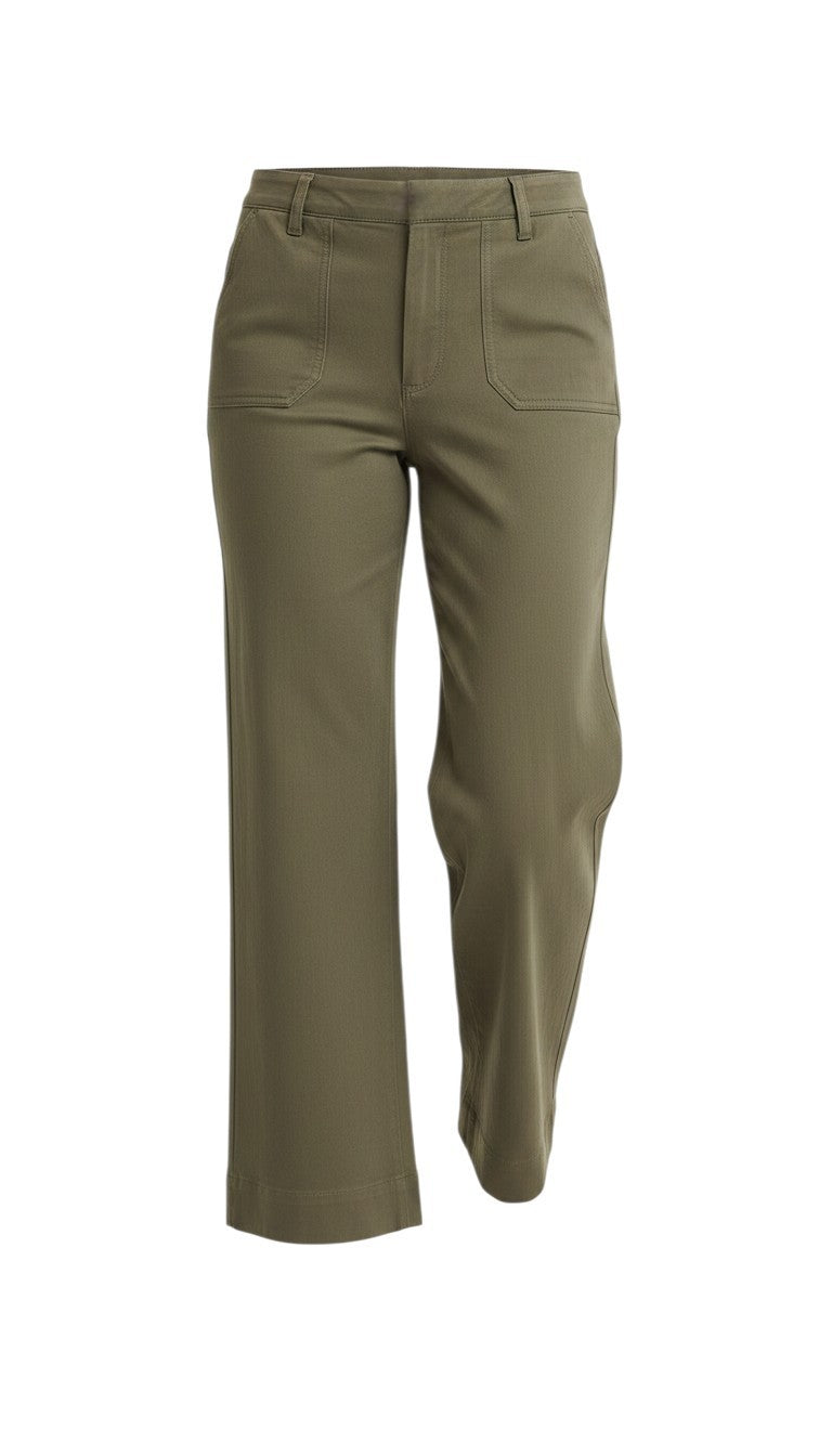 graced The Darcy wide-leg pants in dark olive with front patch pocket detailing and a relaxed fit
