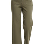 graced The Darcy wide-leg pants in dark olive with front patch pocket detailing and a relaxed fit