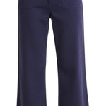 graced The Darcy navy wide-leg pants featuring front patch pockets and a button-fly closure