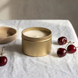 Graced Door County Cherry soy candle in a glass jar, natural fragrance, perfect for home decor and cozy ambiance.
