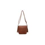 Brown Dylan Tassel Crossbody bag by Jen & Co featuring a stylish tassel detail and compact accessory design.