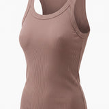 graced Ellie Bra Free Tank in taupe featuring a ribbed, sleeveless design with a comfortable, wire-free fit.