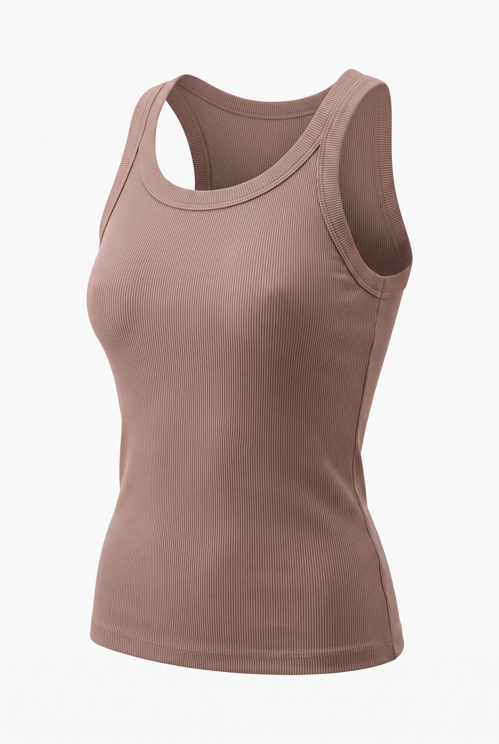 graced Ellie Bra Free Tank in taupe featuring a ribbed, sleeveless design with a comfortable, wire-free fit.