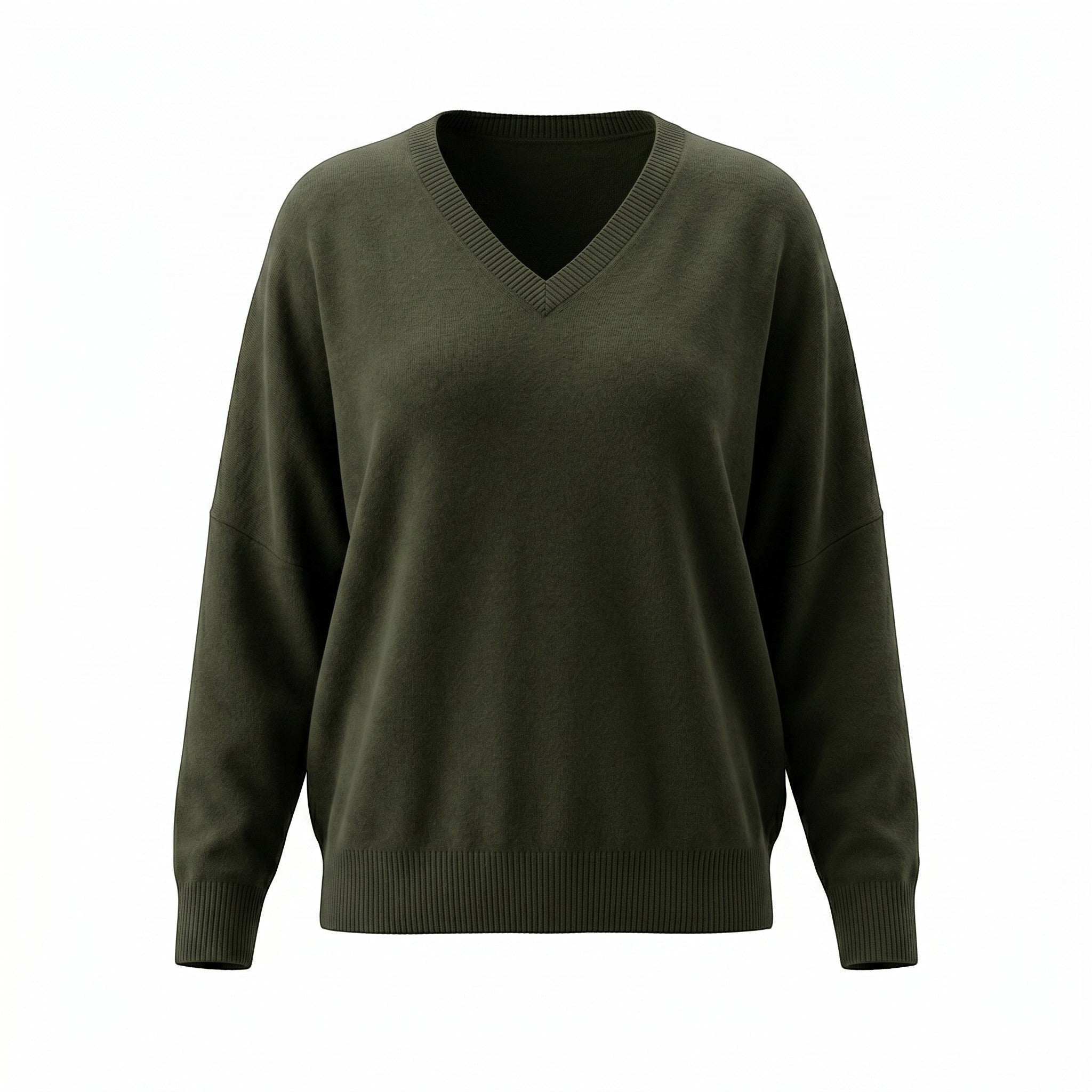 graced Lyn espresso brown V-neck sweater with a relaxed batwing sleeve silhouette in a soft lightweight knit