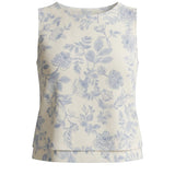 Allie Rose floral linen sleeveless top with a feminine floral pattern, lightweight and breathable for casual wear.