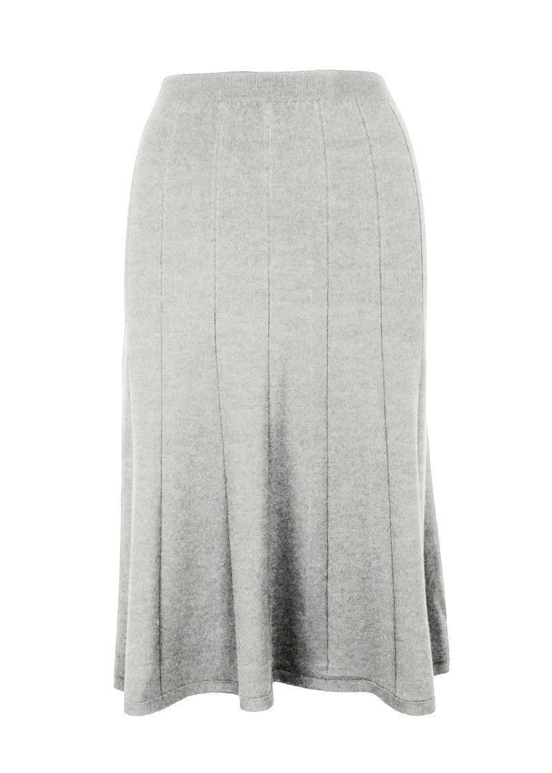 graced grey ribbed A-line midi skirt made from EcoViscose blend with a pull-on waistband.