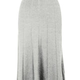 graced grey ribbed A-line midi skirt made from EcoViscose blend with a pull-on waistband.