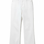 graced High Rise Wide Leg Jeans in white cotton blend with a flattering fit and wide leg design.