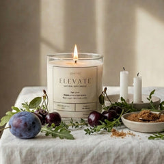 Graceful soy candle from the Elevate collection, designed for home fragrance and ambiance.