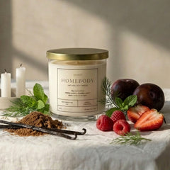 Mini graced Homebody Natural Soy Candle in a glass jar, designed for home fragrance and cozy ambiance.