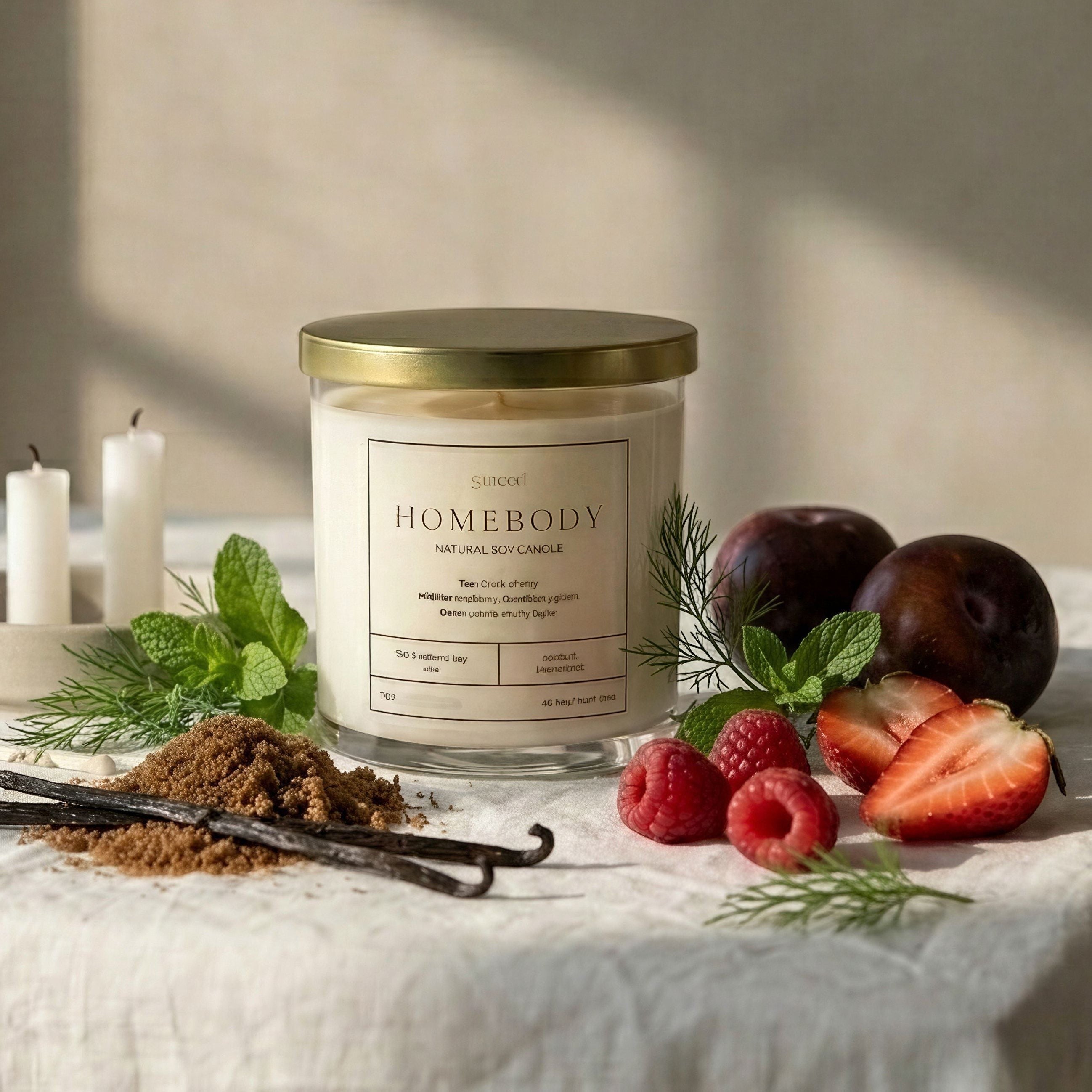 Mini graced Homebody Natural Soy Candle in a glass jar, designed for home fragrance and cozy ambiance.