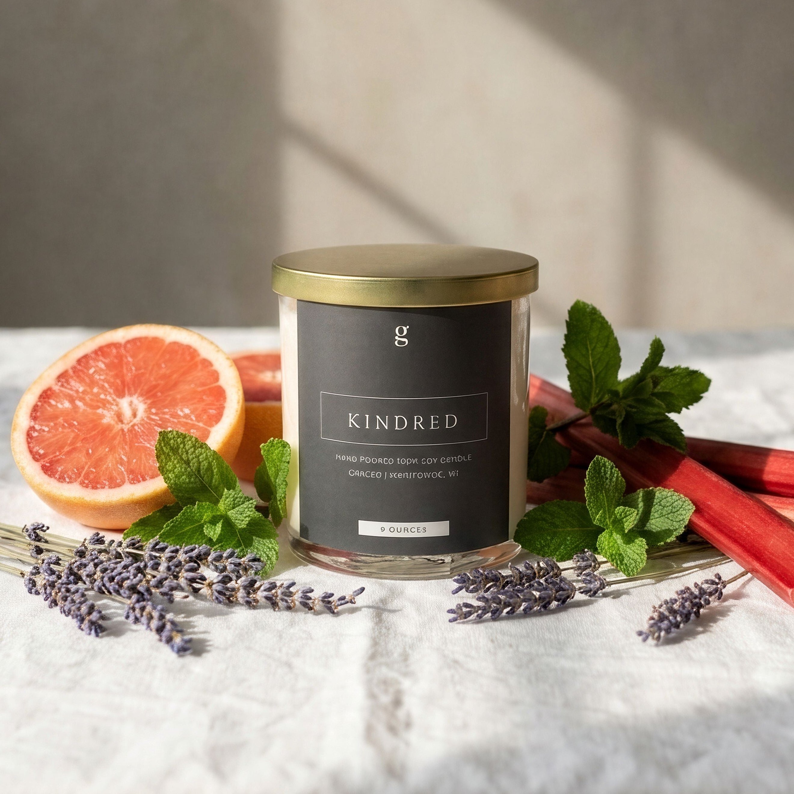 Grace'd Kindred candle for home fragrance, featuring a stylish design perfect for adding ambiance to any room.