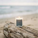 Mini Lake Life soy wax candle by graced with a label, showcasing a cozy home fragrance candle in a glass jar.