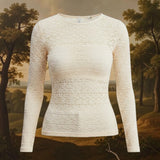 Ivory floral lace knit top by Forte, featuring delicate lace details and a soft, comfortable fabric perfect for casual wear.