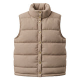 graced Karla Gingham Vest in brown and white checkered pattern with a high collar and gold snap button closure