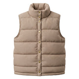 graced The Karla Gingham Vest in a brown and white checkered pattern with a high collar and gold snap button closure.