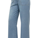 Be Cool knit denim wide-leg pants, stylish bottoms with a relaxed fit, featuring a textured knit fabric and wide-leg silhouette.