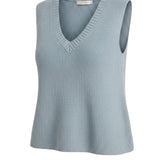 Be Cool knit V-neck tank top in denim fabric, featuring a stylish sleeveless design and comfortable fit.