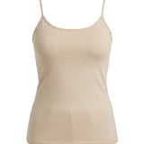 graced light taupe fitted cami with spaghetti straps in soft nylon spandex blend
