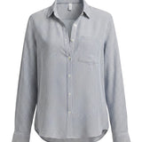 Be Cool linen stripe boxy shirt, a casual tops basic with a relaxed fit and classic striped design, shown in the product image.