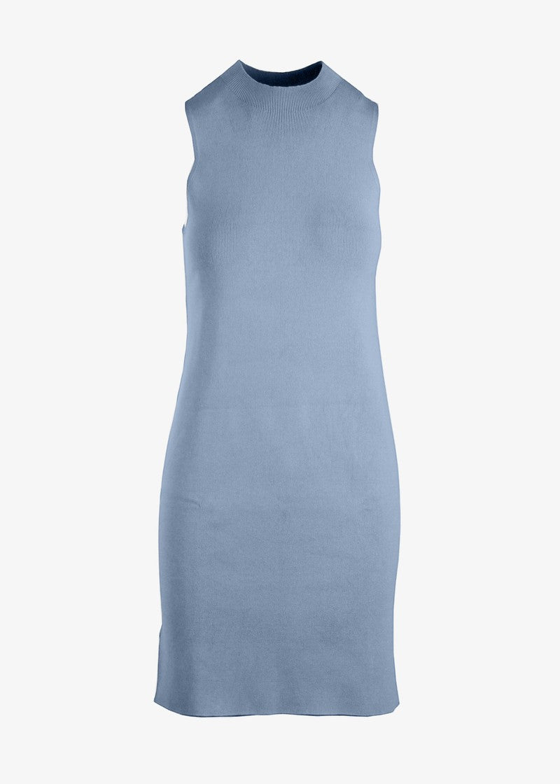 Graced Margot sleeveless ribbed knit midi dress with mock neck, fitted style, in a sleek, stylish design.