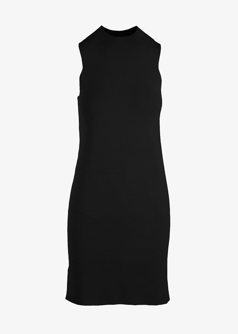 Graced Margot sleeveless ribbed knit midi dress shown on a model, featuring a fitted silhouette and stylish design.