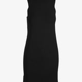 Graced Margot sleeveless ribbed knit midi dress shown on a model, featuring a fitted silhouette and stylish design.