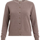 graced mauve crew neck button down cardigan with long sleeves and a relaxed fit for versatile layering