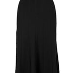 graced Monica black ribbed A-line midi skirt in EcoViscose blend with pull-on waistband